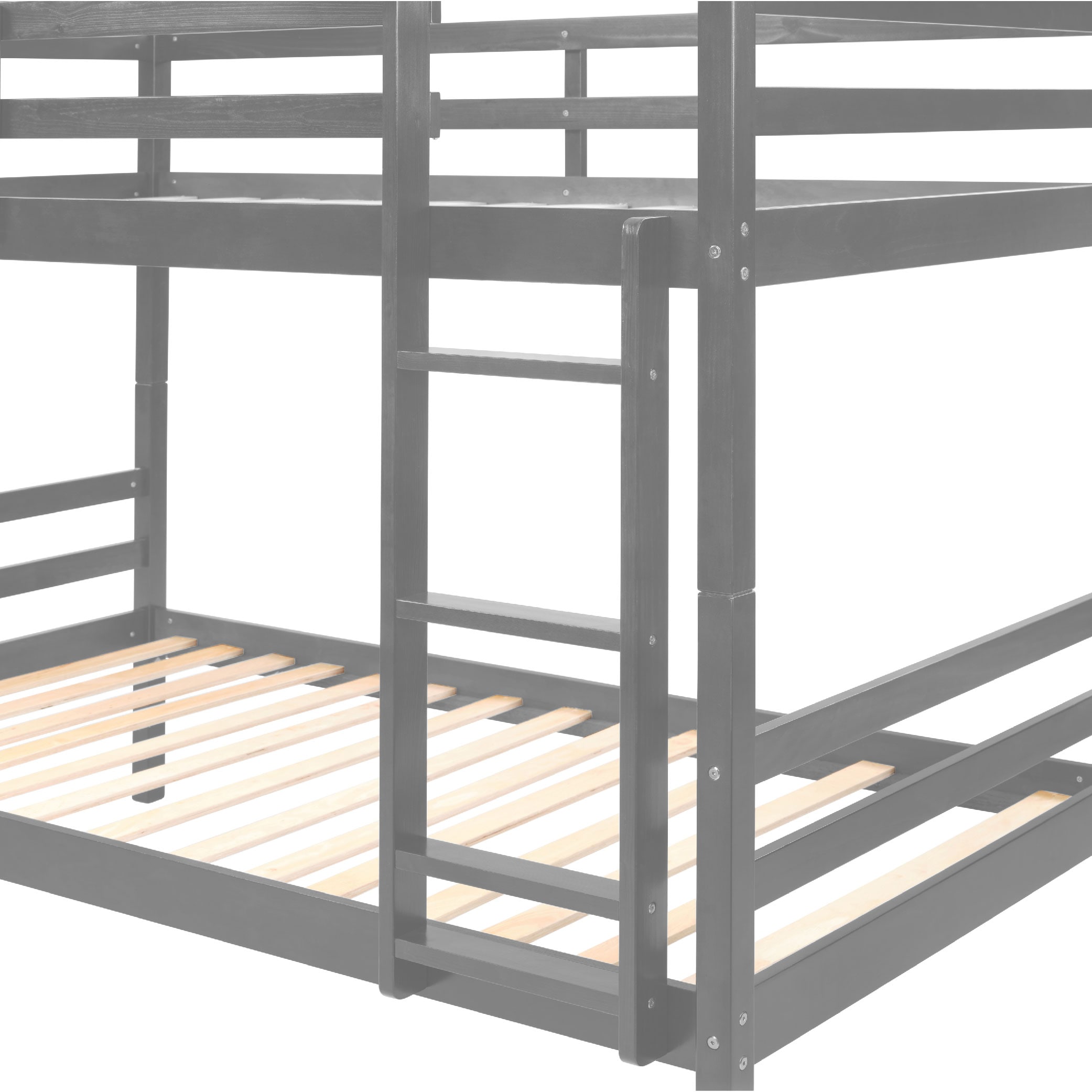 Twin Over Twin Bunk Bed With Ladder,Wooden Bunk Bed With High Guardrail And Ladder For Kids, Teens, Dorm Rooms, And Guest Rooms,No Box Spring Needed,Grey_voghion.com